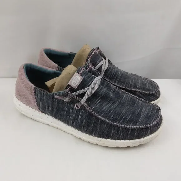 Hey Dude Wendy Funk Jersey Shoes Charcoal Gray & Light Mauve Women's Size 10 - Picture 1 of 12
